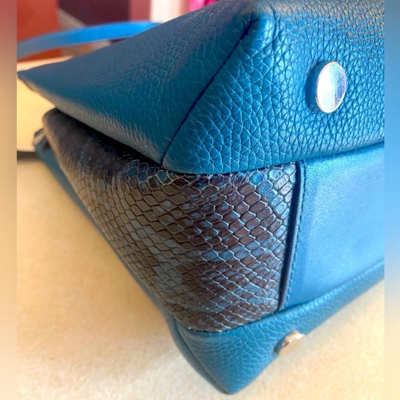 MICHAEL KORS Rollins Python Snakeskin Teal and Black Crossbody, NWT - Picture 16 of 17